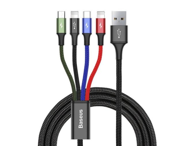 Baseus Fast USB kabel 4v1 USB-C / 2x Lightning / Micro 3,5A 1,2m - černý