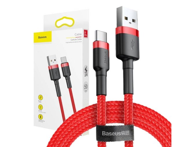 Baseus Cafule USB-C kabel 2A 3m - červený