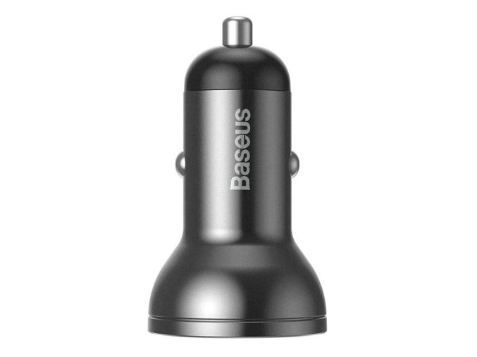 Ładowarka samochodowa Baseus z wyświetlaczem, 2x USB, 4,8A, 24W (szara)
