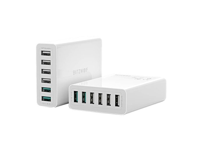 Nabíječka 6x USB Blitzwolf BW-S15, QC 3.0, 60 W - bílá