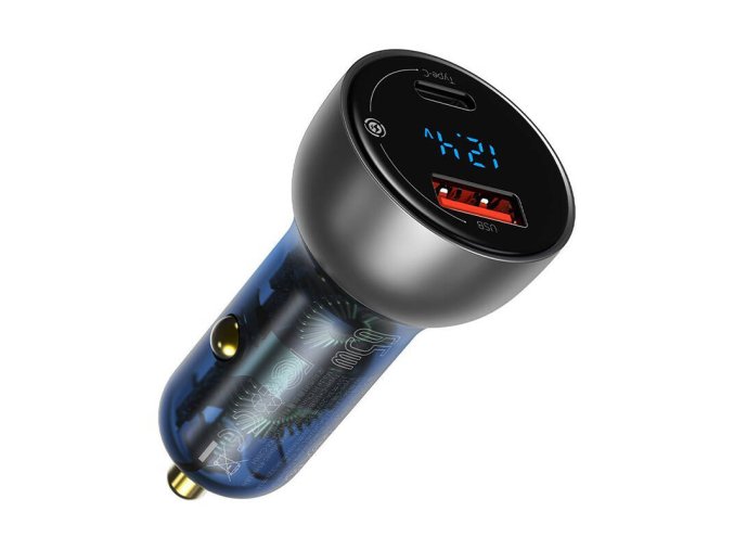 Duální rychlonabíječka do auta Baseus Particular Digital Display QC+PPS 65W (stříbrná)