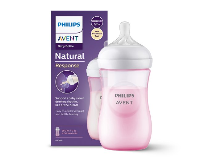 AVENT SCY903/11 Natural Responsive láhev růžová 260 ml
