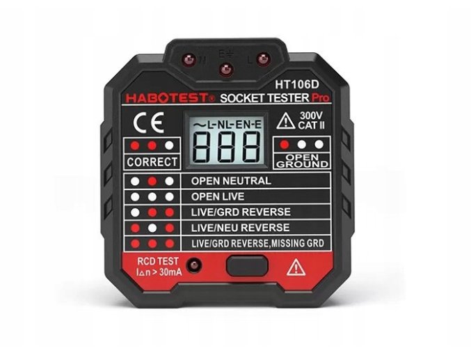 Tester zásuvek s digitálním displejem Habotest HT106D