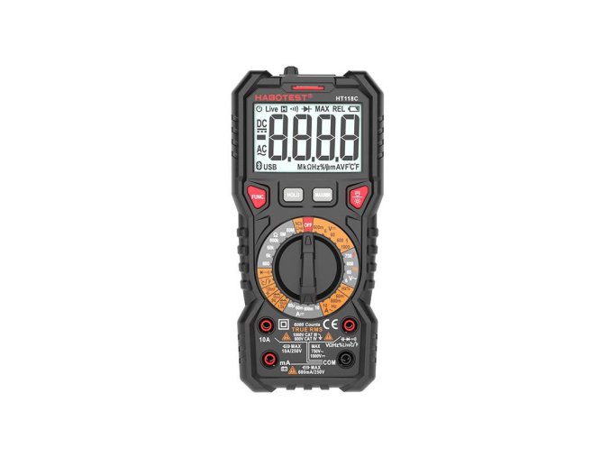 Digitální multimetr se svítilnou Habotest HT118C, True RMS, NCV, testování baterií