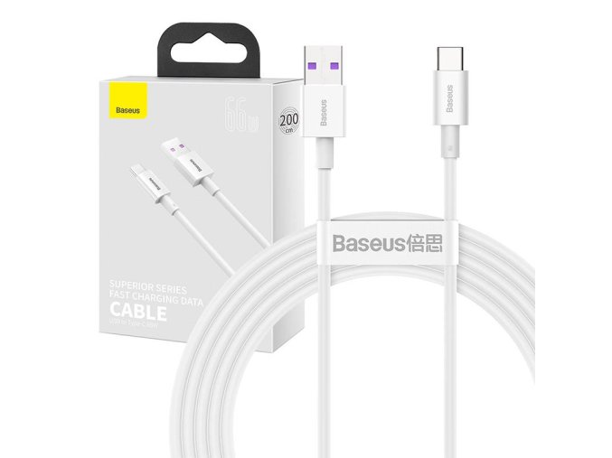 Kabel USB na USB-C řady Superior, 66W, 2m (bílý)