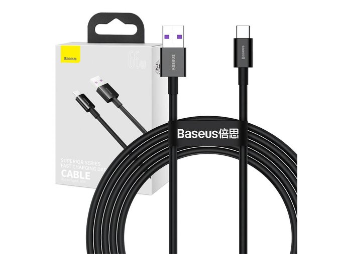 Kabel USB na USB-C řady Superior, 66W, 2m (černý)