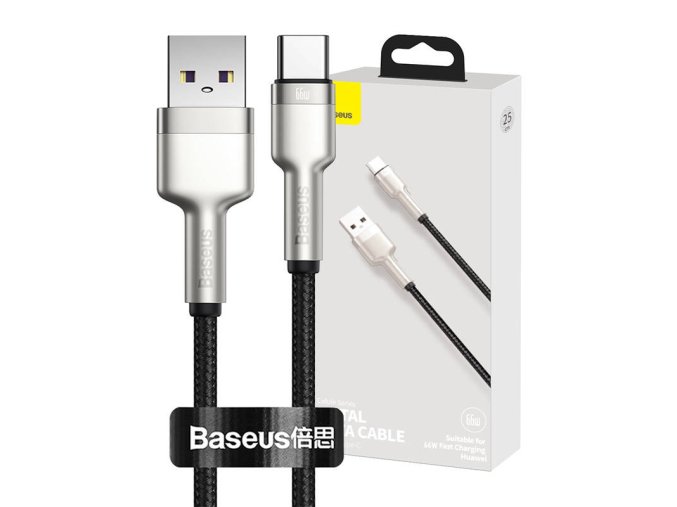 Kabel USB pro USB-C Baseus Cafule, 66 W, 0,25 m (černý)