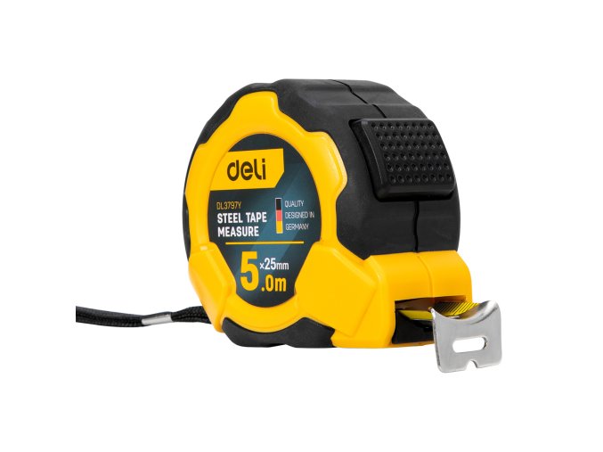 Ocelové měřicí pásmo 5 m/25 mm Deli Tools EDL3797Y (žluté)