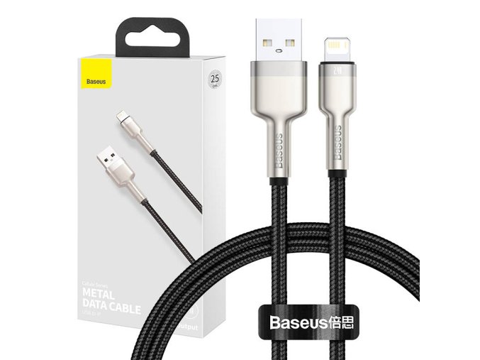 USB kabel pro Lightning Baseus Cafule, 2,4A, 0,25 m (černý)