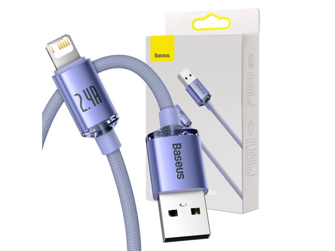 Baseus Crystal Shine kabel USB na Lightning, 2,4A, 2m (fialový)