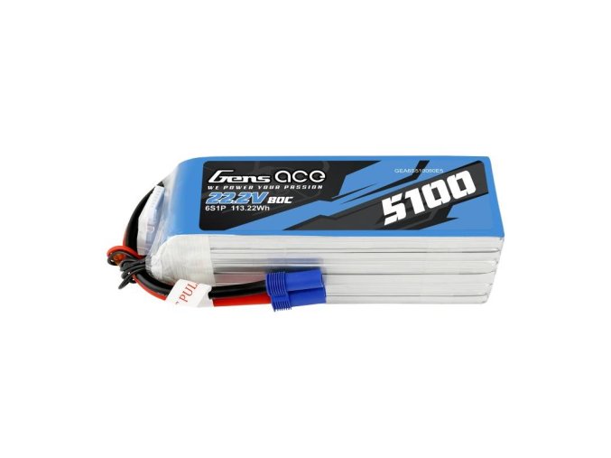 Baterie GensAce 5100mAh 22,2V 80C 6S1P EC5