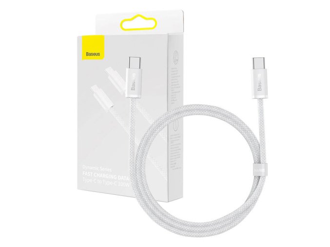 Kabel USB-C na USB-C Baseus, 100 W, 1 m (bílý)