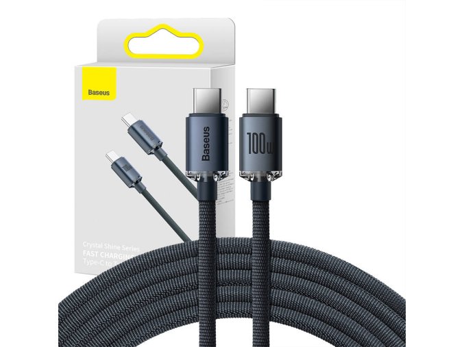 Baseus Crystal Shine kabel USB-C na USB-C, 100W, 1,2 m (černý)