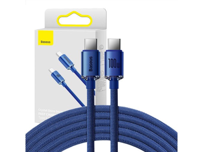 Baseus Crystal Shine kabel USB-C na USB-C, 100 W, 1,2 m (modrý)