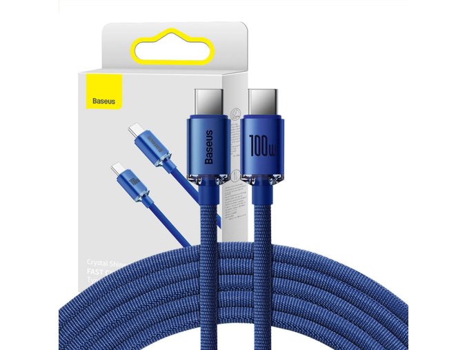 Baseus Crystal Shine kabel USB-C na USB-C, 100 W, 2 m (modrý)