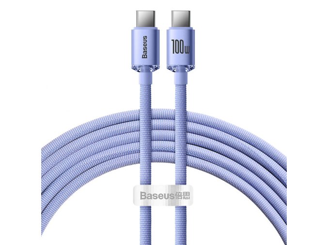 Baseus Crystal Shine kabel USB-C na USB-C, 100 W, 2 m (fialový)
