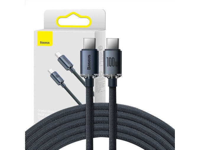 Baseus Crystal Shine kabel USB-C na USB-C, 100W, 2m (černý)