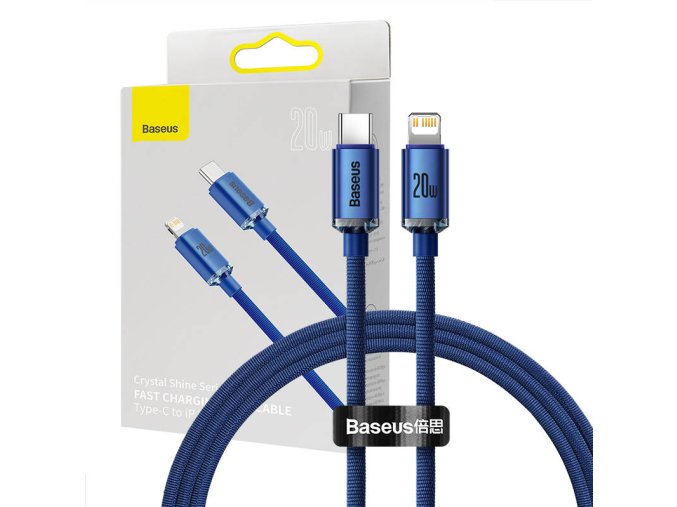 Baseus Crystal kabel USB-C na Lightning, 20W, 1,2 m (modrý)