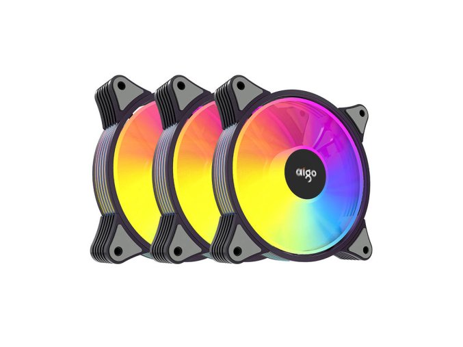 Sada počítačových ventilátorů 3v1 Aigo AR12 ARGB 120x120 (černá)