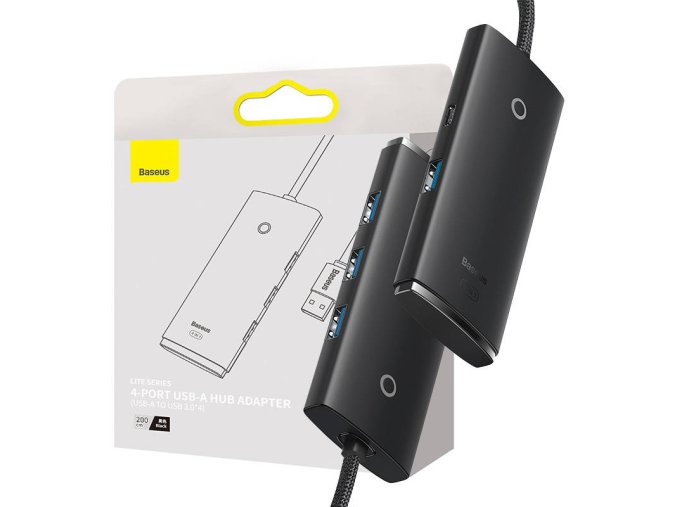 Rozbočovač 4w1 Baseus Lite Series USB do 4x USB 3.0 2m (černý)