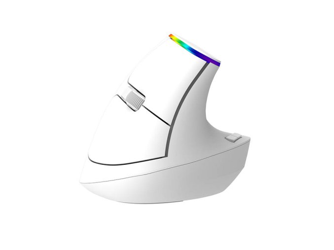 Bezdrátová vertikální myš Delux M618C 2,4G 1600DPI RGB (bílá)