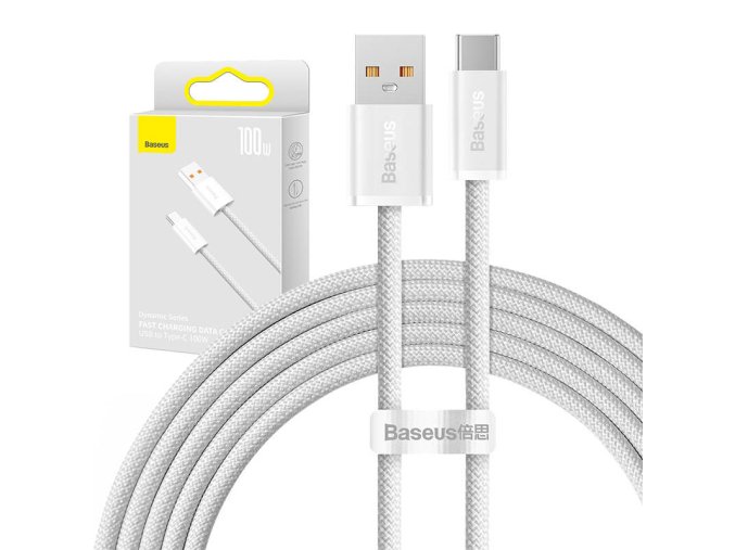 Kabel USB na USB-C Baseus řady Dynamic, 100 W, 2 m (bílý)