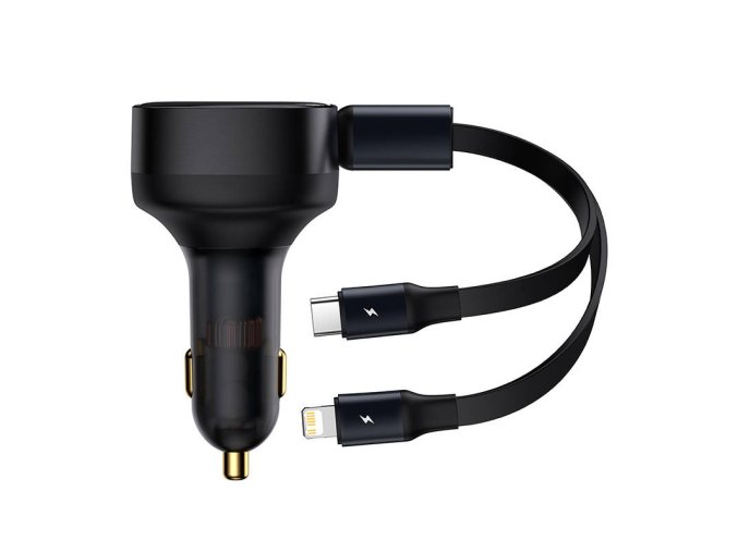 Nabíječka do auta Baseus Enjoyment s kabelem USB-C + Lightning 3A, 30W (černá)