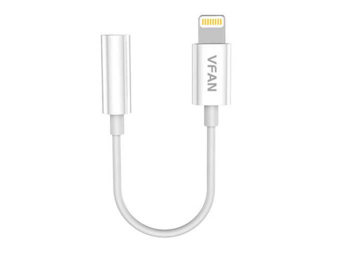 Kabel Vipfan L07 Lightning na mini jack 3,5 mm AUX, 10 cm (bílý)