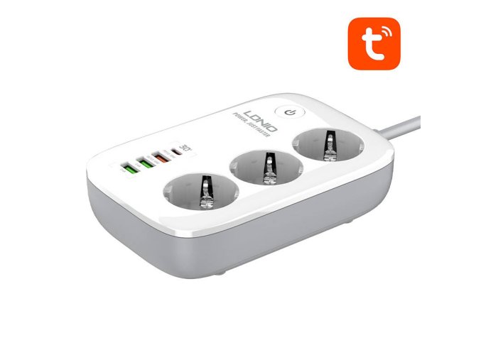 Chytrá napájecí lišta Wi-Fi LDNIO SEW3452, Tuya (bílá)