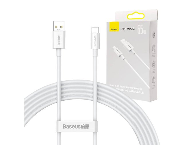Kabel Baseus Superior Series USB-C, 65W, PD, 2m (bílý)