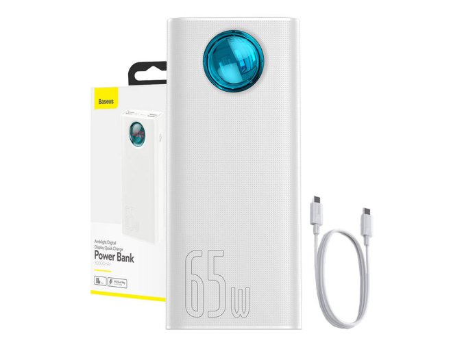 Powerbanka Baseus Amblight 30000mAh, 4xUSB, USB-C, 65W (bílá)