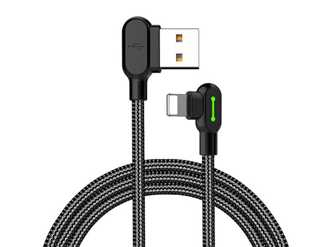 Úhlový kabel USB Lightning Mcdodo CA-4671 LED, 1,2 m (černý)