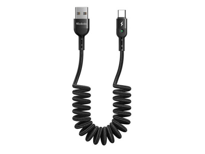 Pružinový kabel USB k USB-C Mcdodo Omega CA-6420 1,8 m (černý)