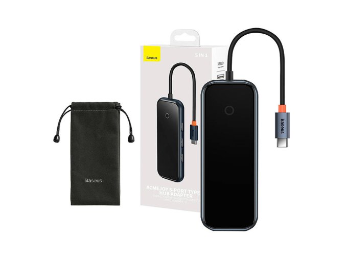 Rozbočovač 5v1 Baseus řady AcmeJoy USB-C na 2xUSB 3.0 + USB 2.0 + USB-C PD + HDMI (tmavě šedý)