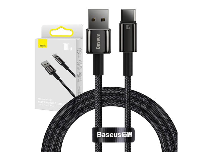 Kabel Baseus Tungsten Gold USB na USB-C, 100W, 1m (černý)