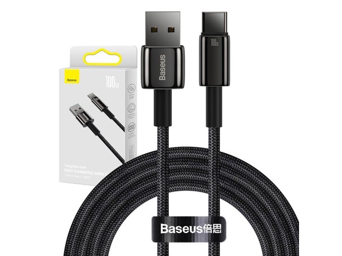 Kabel Baseus Tungsten Gold USB na USB-C, 100 W, 2 m (černý)