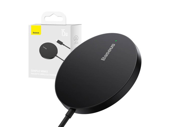 Magnetická bezdrátová nabíječka Baseus Simple Mini3 15W (černá)