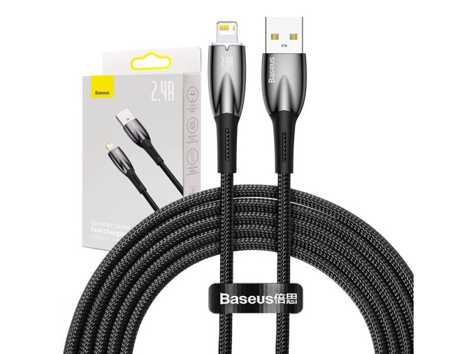 Kabel USB pro Lightning Baseus řady Glimmer, 2,4 A, 2 m (černý)