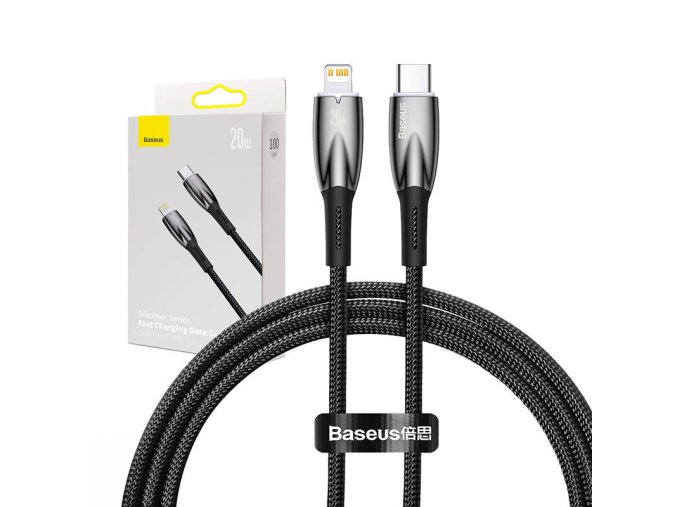 Kabel USB-C pro Lightning Baseus řady Glimmer, 20 W, 1 m (černý)