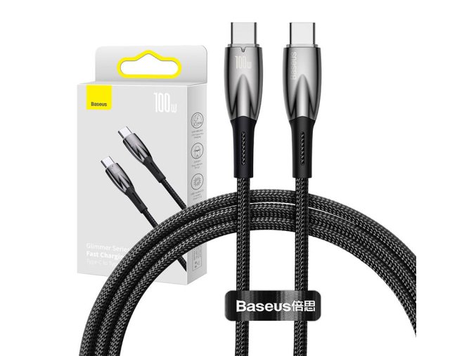 Kabel USB-C pro řadu Baseus Glimmer, 100 W, 1 m (černý)