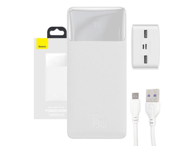 Powerbanka Baseus Bipow 30000mAh, 15W (bílá)