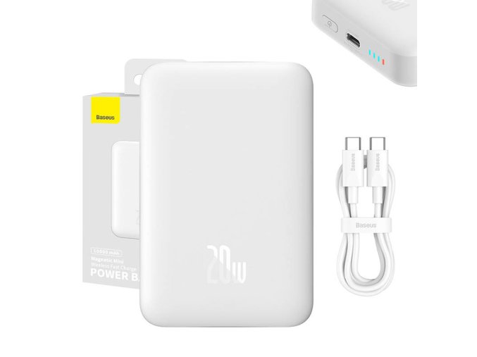 Powerbanka Baseus Magnetic, 10000mAh, USB-C 20W (bílá)