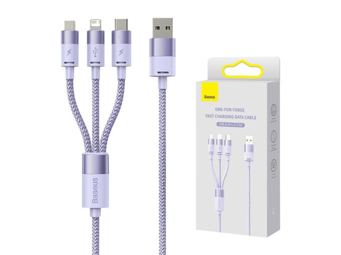 Kabel USB 3 v 1 Baseus StarSpeed (fialový)