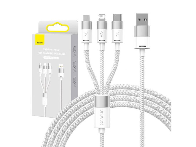 Kabel USB 3 v 1 Baseus StarSpeed (bílý)