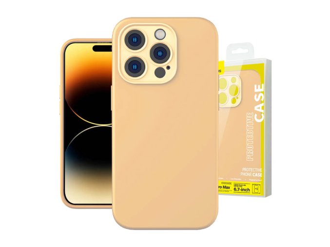 Baseus Liquid Silica Gel Case pro iPhone 14 Pro Max (Sunglow)+ tvrzené sklo + čisticí sada