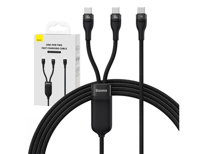 Kabel 2v1 USB Baseus Flash Series USB-C do USB-C 100W, 1,5 m (černý)