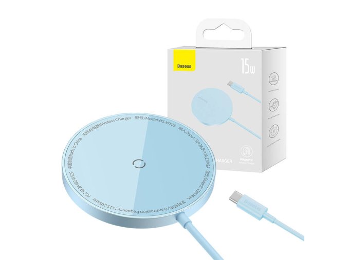 Magnetická bezdrátová nabíječka Baseus Simple Mini 3 15W (modrá)