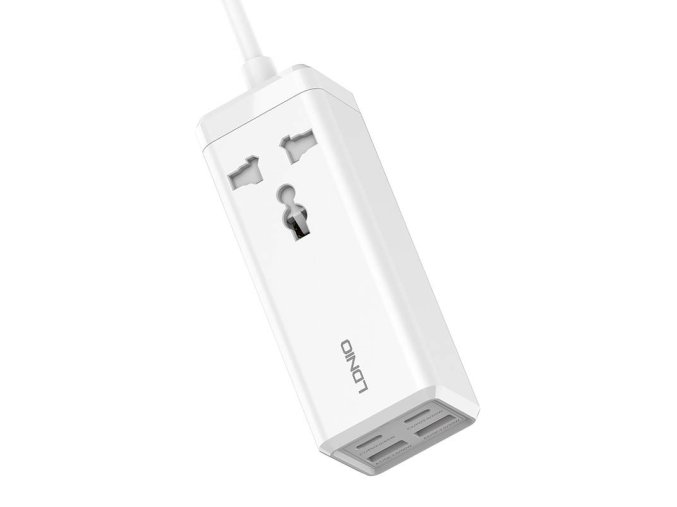 Napájecí lišta s 1 zásuvkou AC, 2x USB, 2x USB-C LDNIO SC1418, EU/US, 2500 W (bílá)