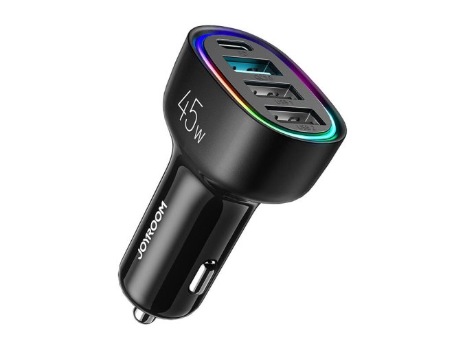 Nabíječka do auta Joyroom JR-CL09, 4 porty, 1x USB-C PD, 1x QC3.0 USB, 2x USB (černá)