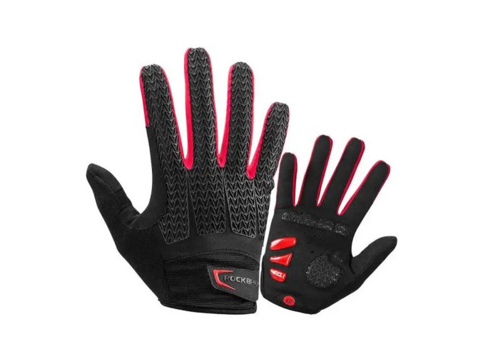 Cyklistické celoprsté rukavice Rockbros S169-1BR velikost L (červeno-balk)